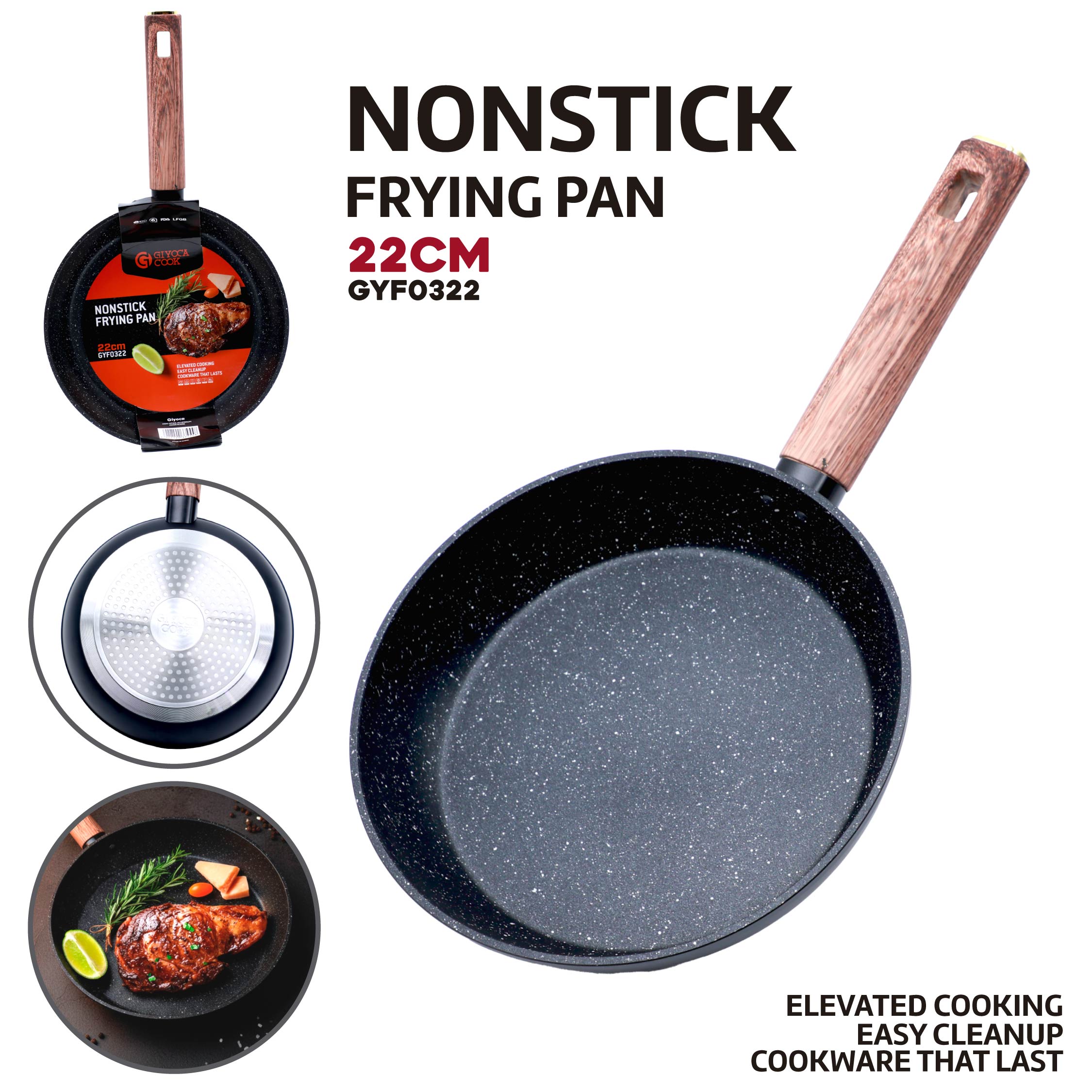 (LLEGANDO 5 DE MAYO) Sartén Antiadherente 22cm Giyoca Cook AC-GYF03-22