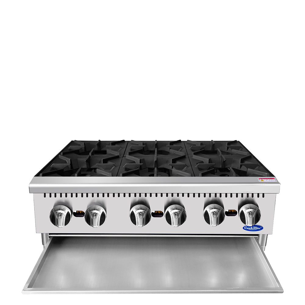 (PP) Estufa Industrial de Sobremesa a Gas de 6 Quemadores 90cm, 192,000 BTU – Acero Inoxidable Atosa ATHP-36-6