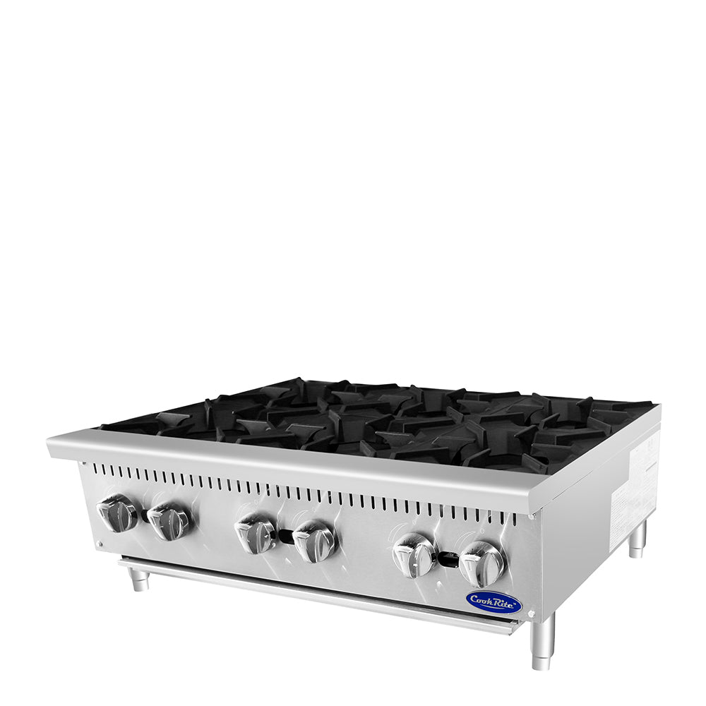 (PP) Estufa Industrial de Sobremesa a Gas de 6 Quemadores 90cm, 192,000 BTU – Acero Inoxidable Atosa ATHP-36-6