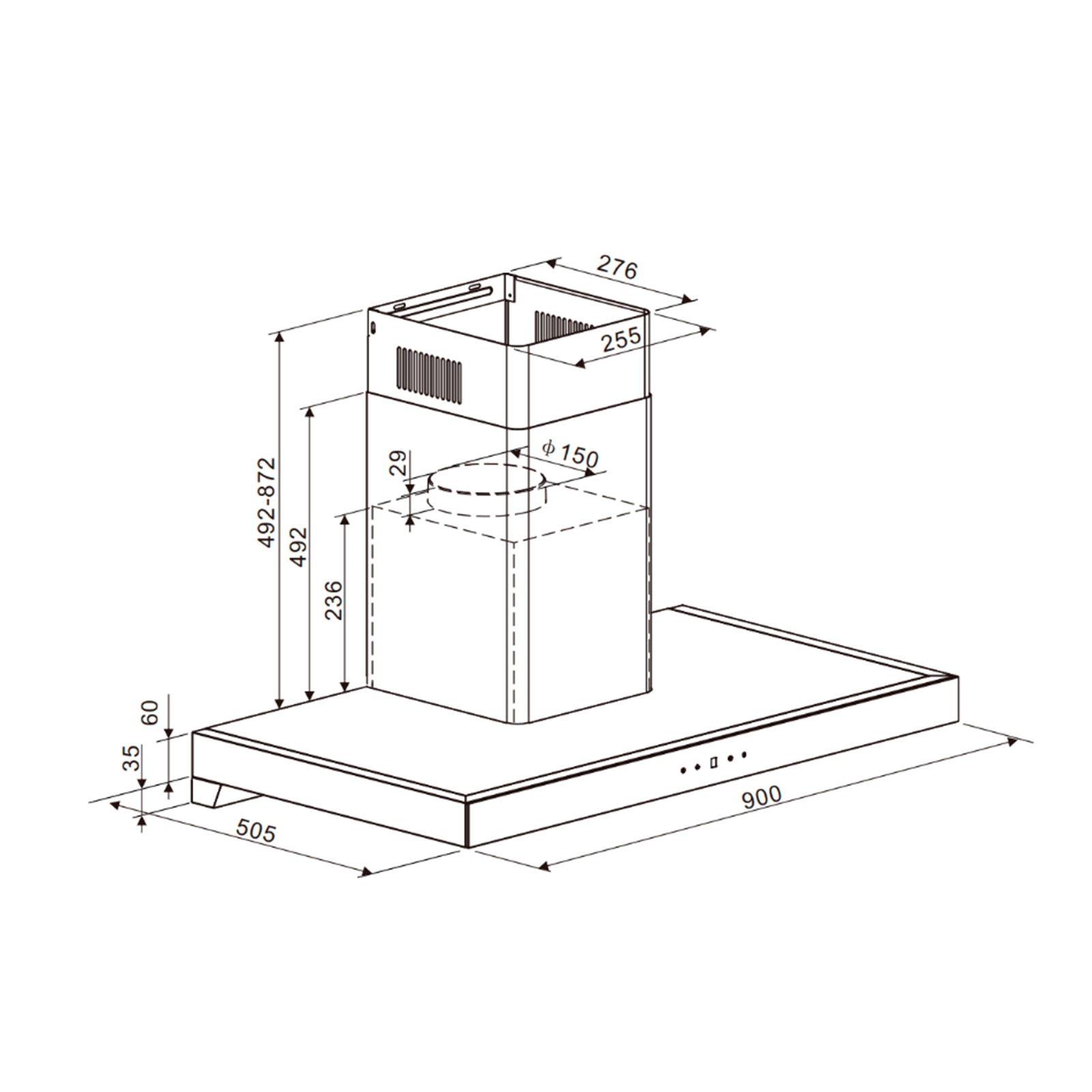 Extactor de Grasa Tipo Campana Negro Piramide 90 Black Drija