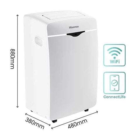 Aire Acondicionado Portátil 12,000 BTU R-32 Bajo Ruido Timer 24 Horas Hisense AP-12CW1RNXS20