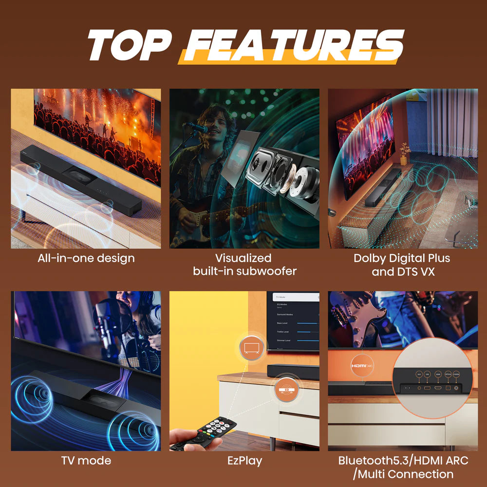 Barra de Sonido Todo en Uno 2.1 Canales con Subwoofer 240W Dolby Digital Bluetooth Hisense A620