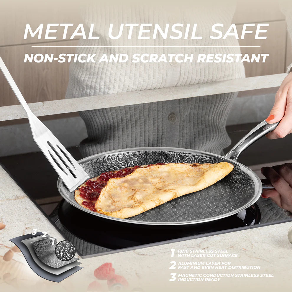 (LLEGANDO 16 DE ENERO) Sartén de Acero Inoxidable Pancake Pan 26cm Eternal Collection Berlinger Haus BH-8506N