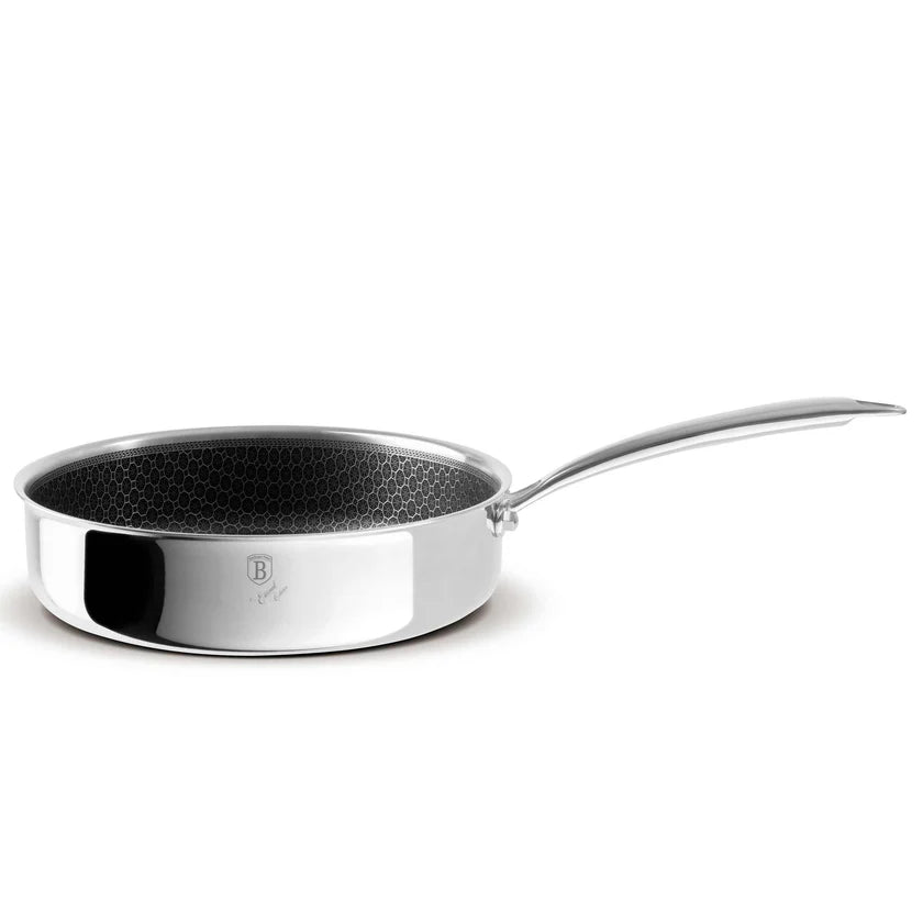 (LLEGANDO 16 DE ENERO) Sartén Hondo de Acero Inoxidable con Tapa de Vidrio 24cm Berlinger Haus