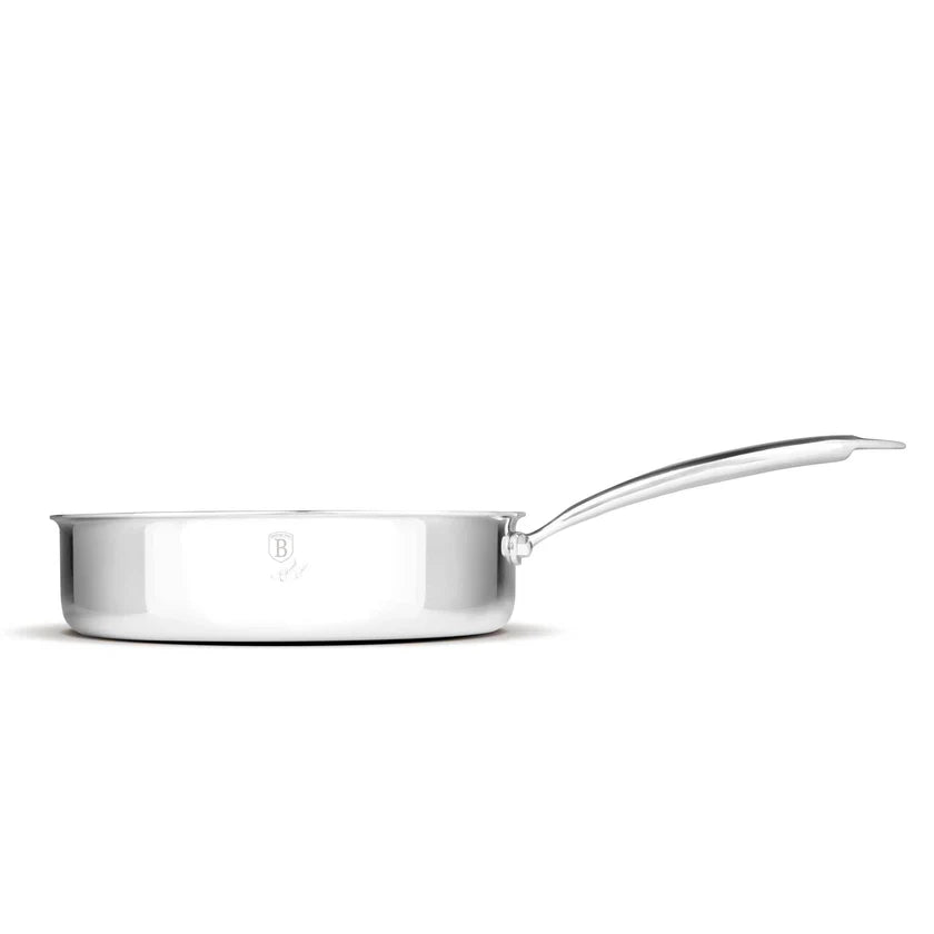 (LLEGANDO 16 DE ENERO) Sartén Hondo de Acero Inoxidable con Tapa de Vidrio 24cm Berlinger Haus