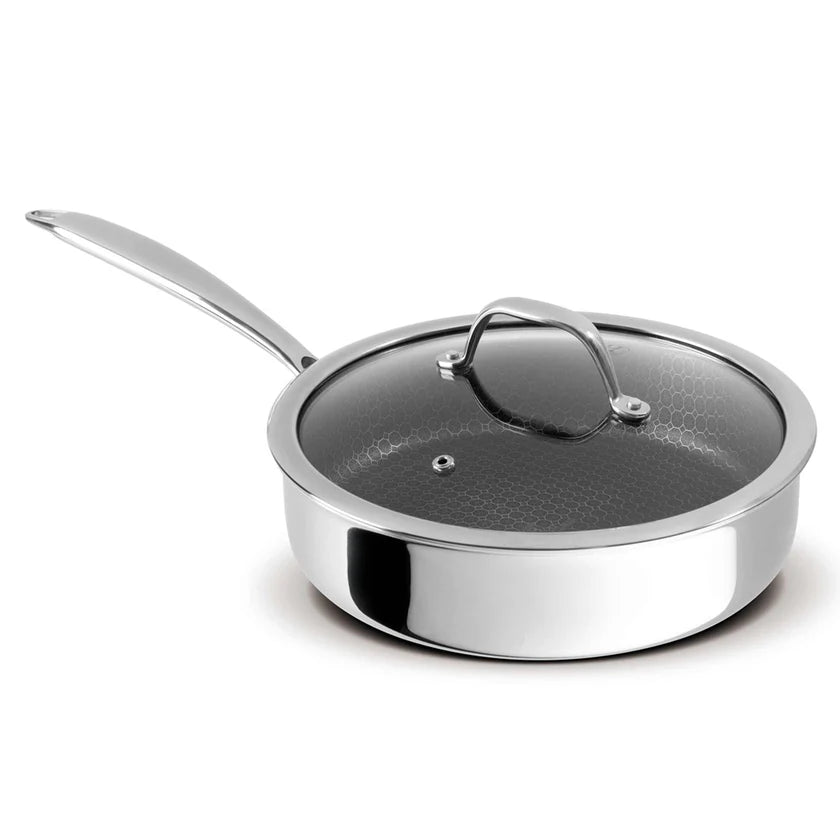 (LLEGANDO 16 DE ENERO) Sartén Hondo de Acero Inoxidable con Tapa de Vidrio 24cm Berlinger Haus