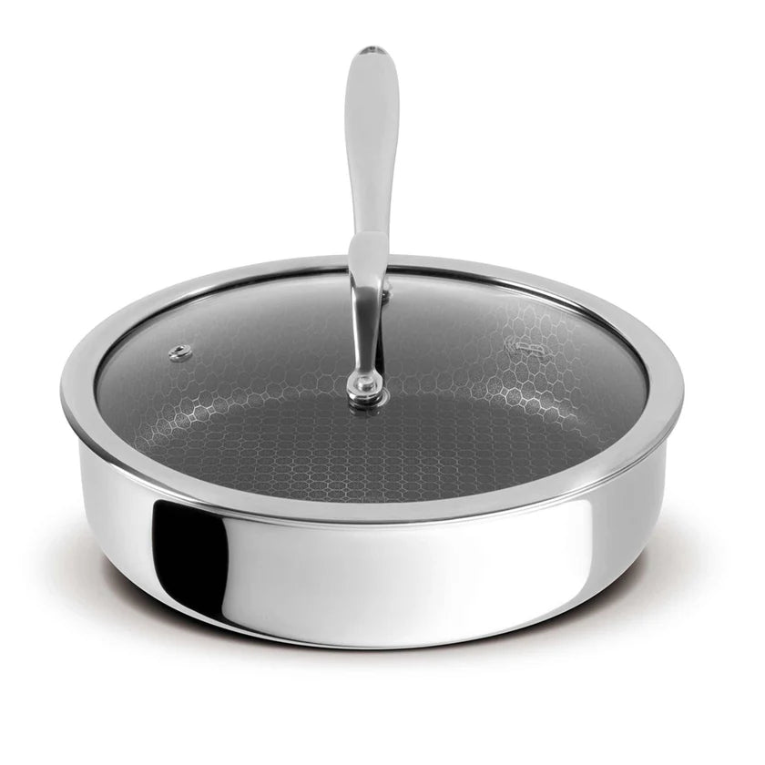 (LLEGANDO 16 DE ENERO) Sartén Hondo de Acero Inoxidable con Tapa de Vidrio 24cm Berlinger Haus