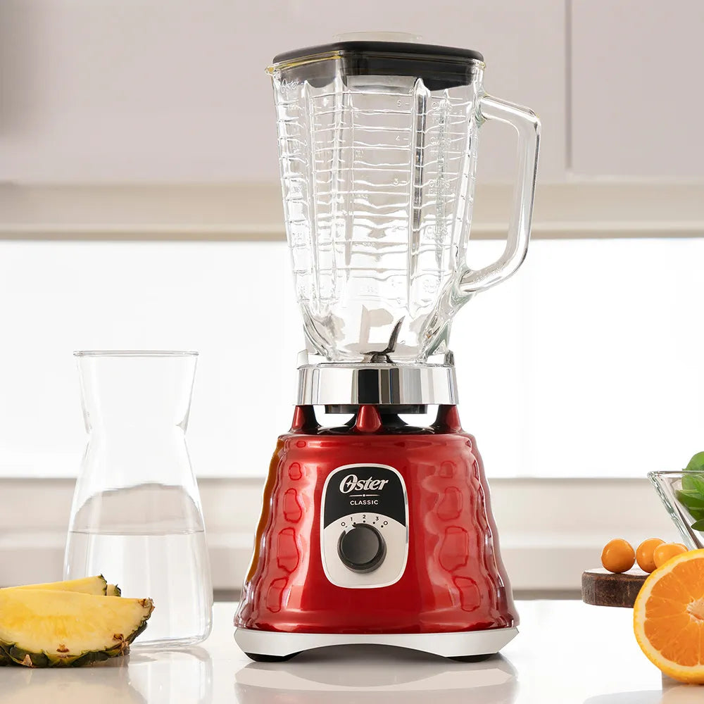 Licuadora Clásica Vaso de Vidrio 1.25L 1000W 3 Velocidades Rojo Oster BLST4126R