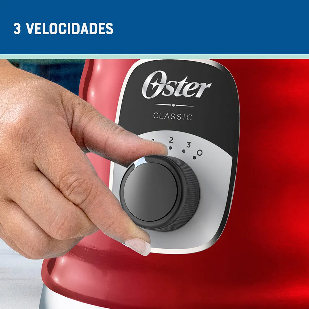 Licuadora Clásica Vaso de Vidrio 1.25L 1000W 3 Velocidades Rojo Oster BLST4126R