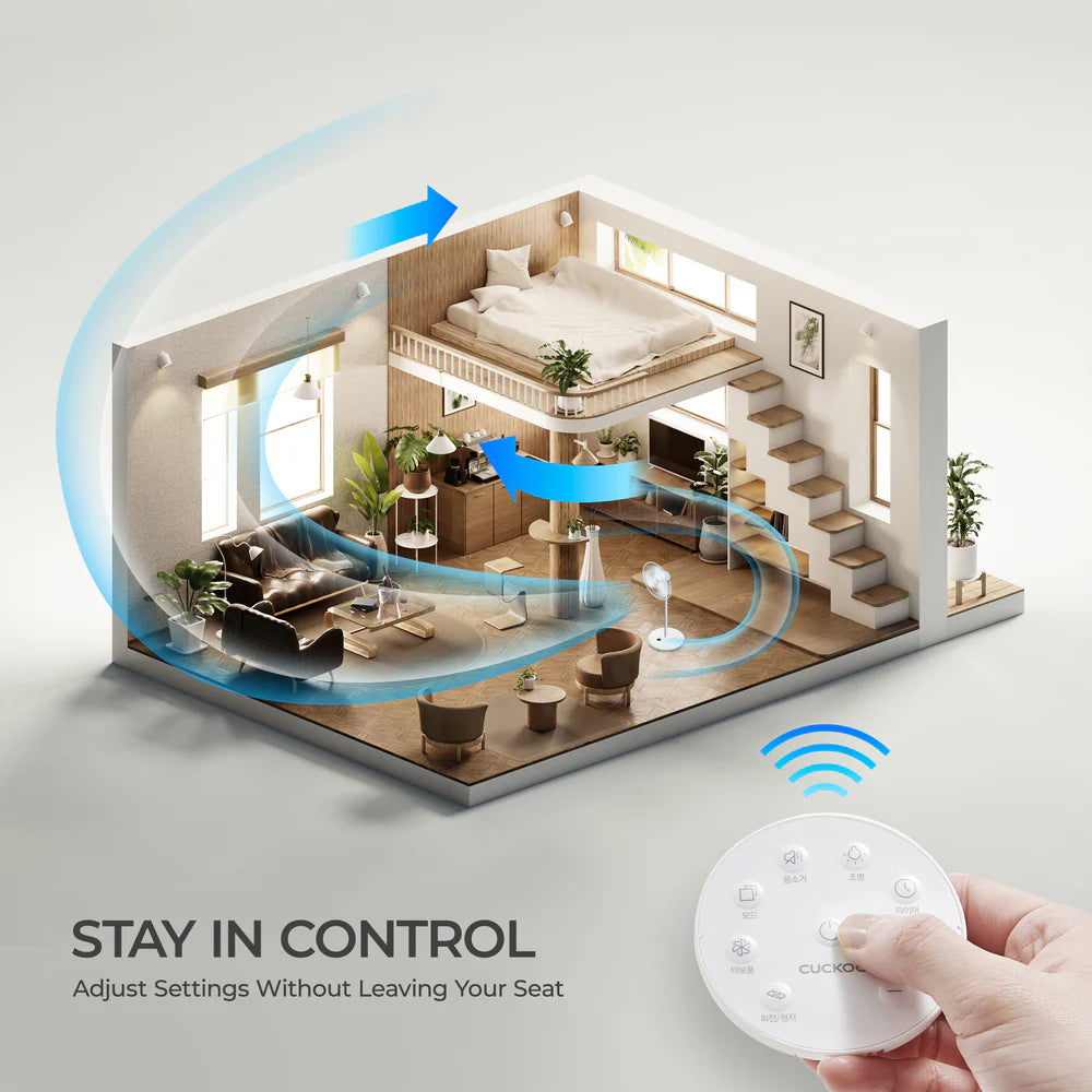 Ventilador Abanico Circulador de Aire Cuckoo CF-ECL1010WH 10 Pulgadas | Air Circulator Inalámbrico Plegable