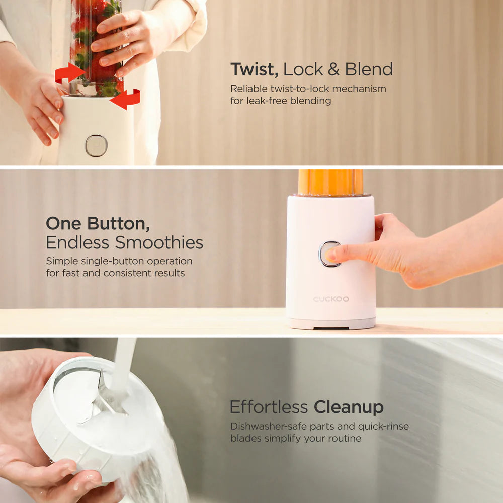 Licuadora Personal Cuckoo CFM-D60W 500 ml | Blender Compacto Coreano One-Touch