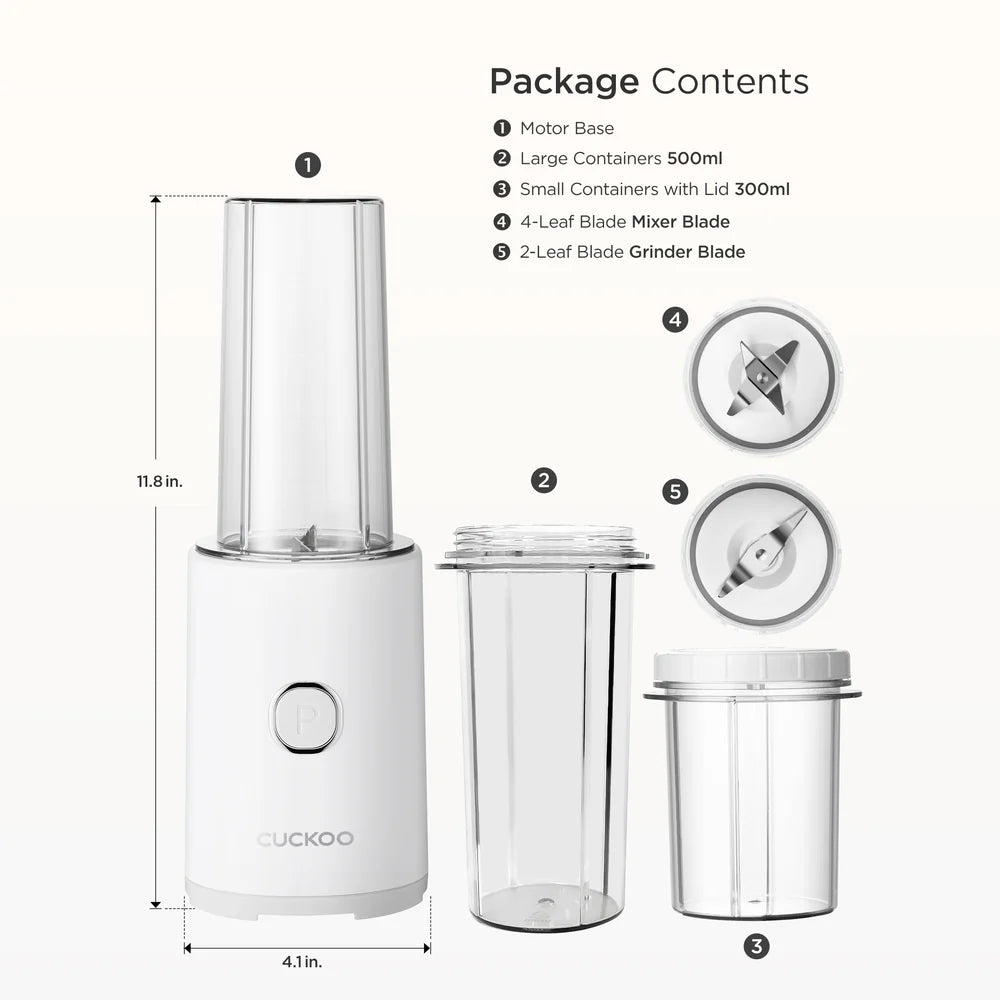 Licuadora Personal Cuckoo CFM-D60W 500 ml | Blender Compacto Coreano One-Touch