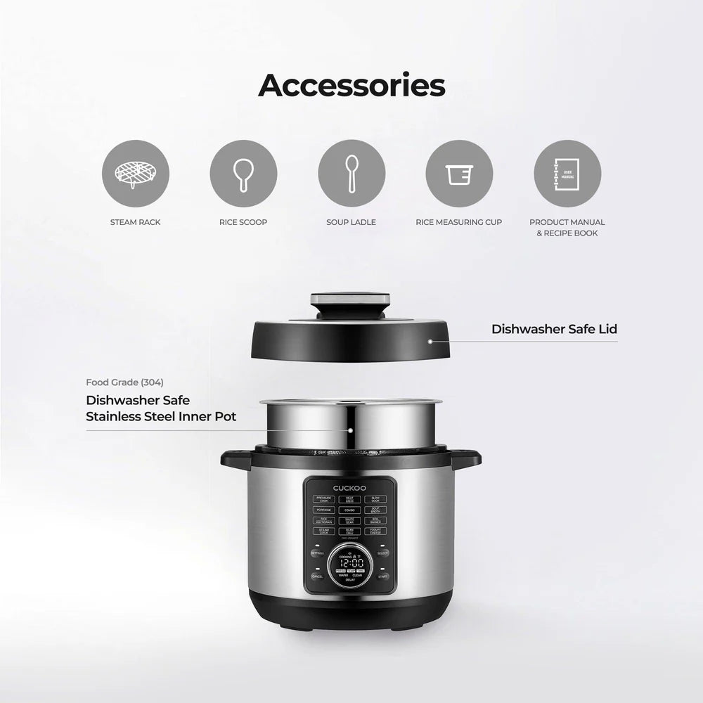 Multi Olla de Presión Eléctrica Cuckoo CMC-ZSN601F 6 Qt | Olla Multifuncional 8 en 1 Coreana