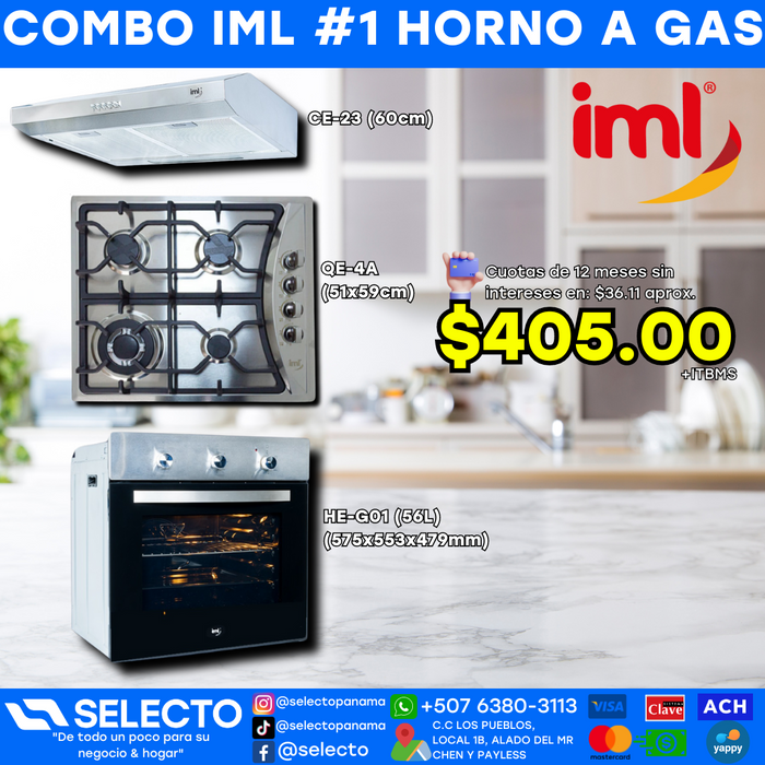 COMBO IML #1 CON HORNO A GAS O ELÉCTRICO