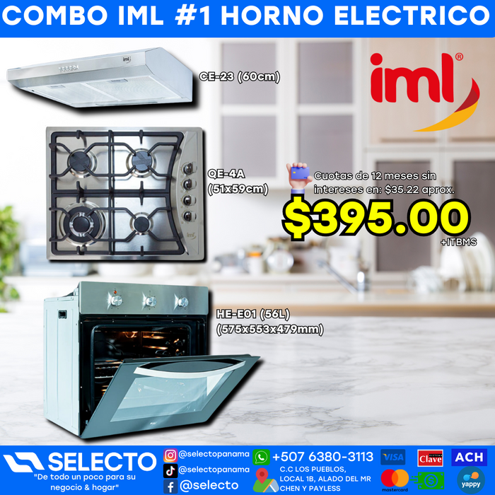 COMBO IML #1 CON HORNO A GAS O ELÉCTRICO