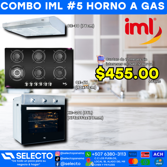 COMBO IML #5 CON HORNO A GAS O ELÉCTRICO