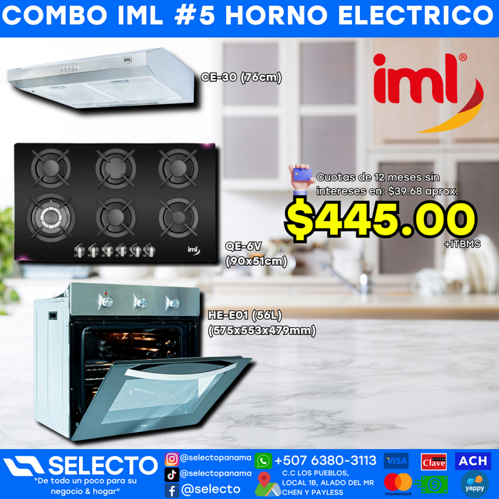 COMBO IML #5 CON HORNO A GAS O ELÉCTRICO