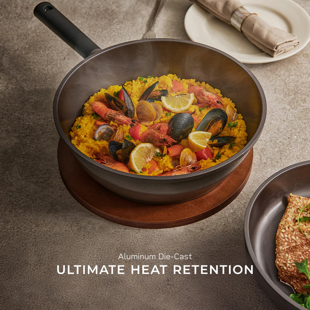 Wok de Cerámica Cuckoo Kyndell COP-B2810HGB 28 cm | Sartén Wok Antiadherente Premium de Inducción