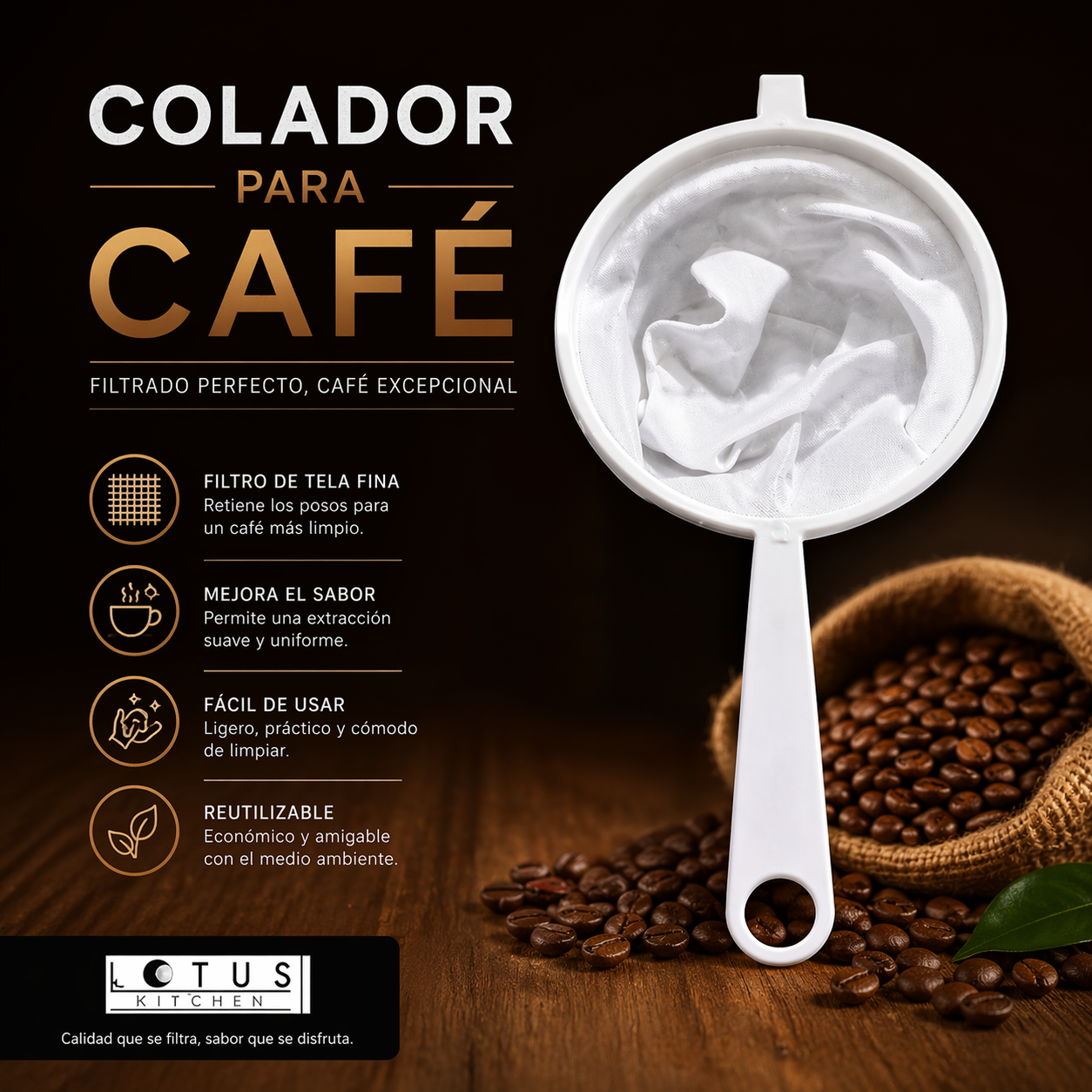 Colador para Café Reutilizable 11cm Lotus 98798