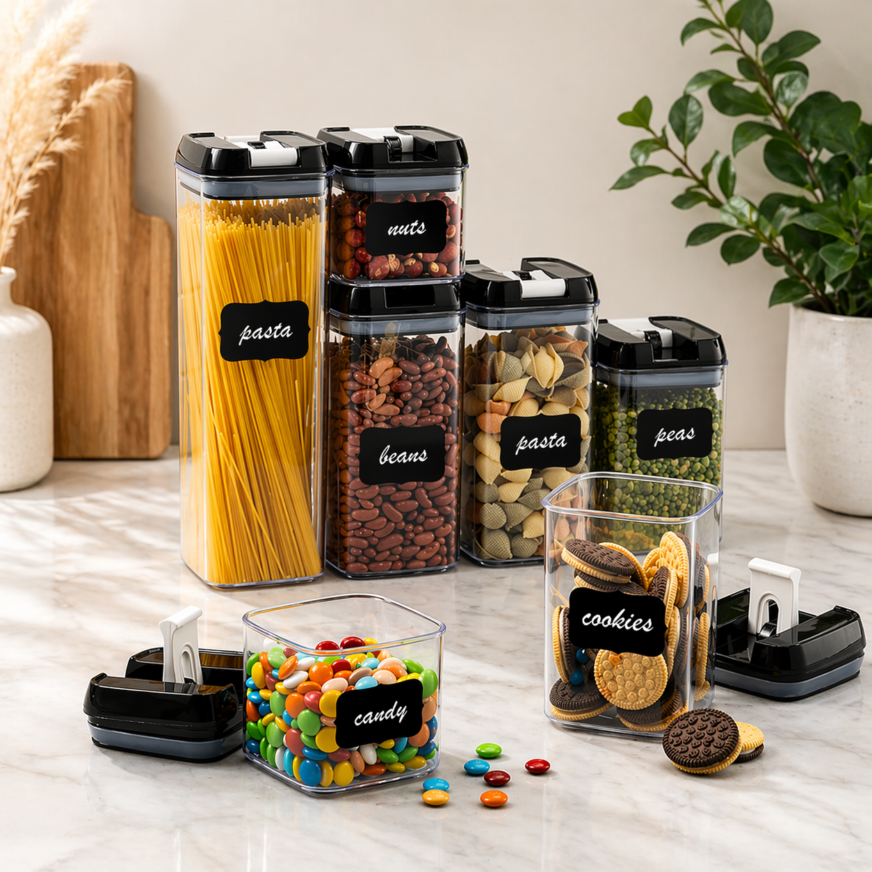 (LLEGANDO 5 DE MAYO) Set 7 Envases Plástico con Tapa FSK10915