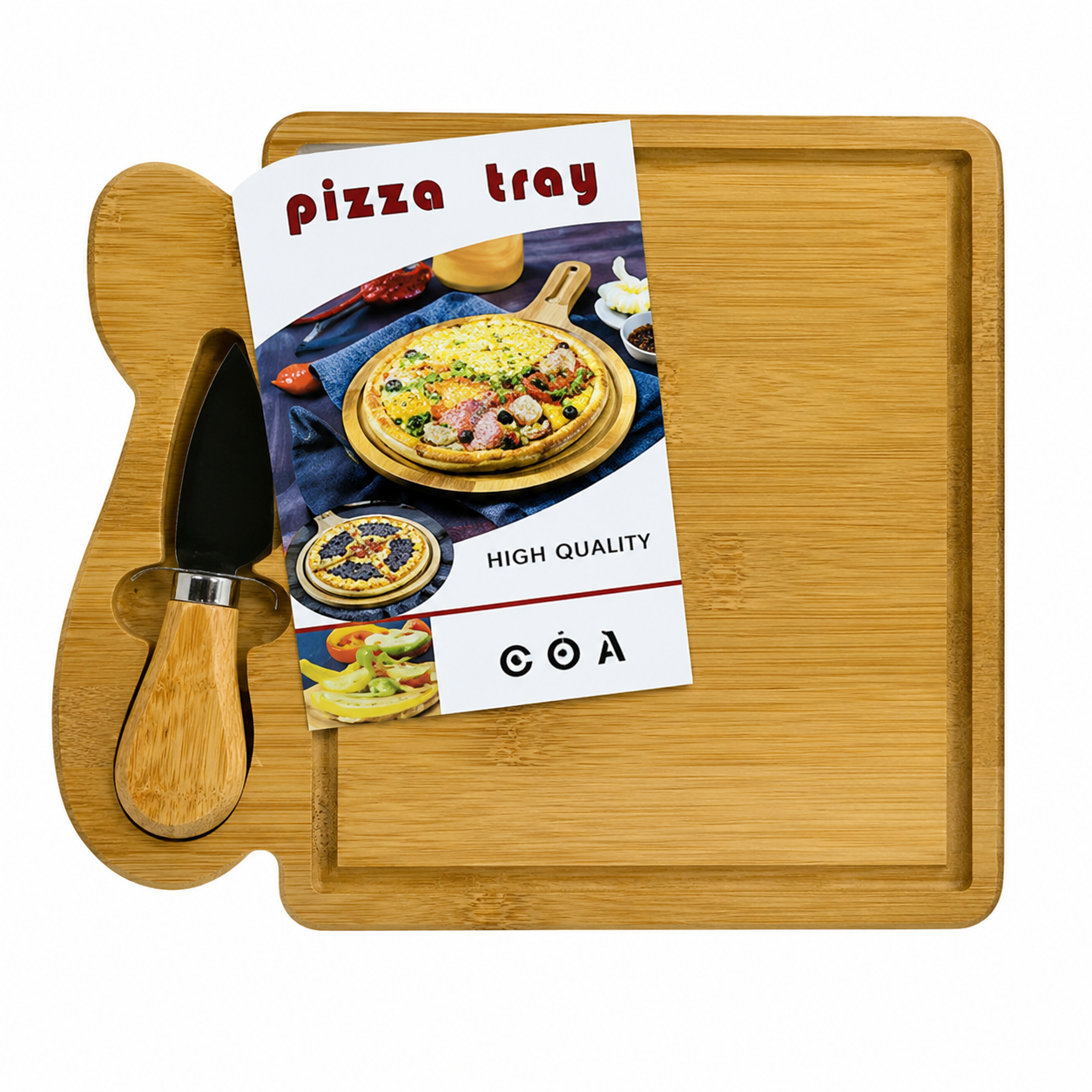 (LLEGANDO 7 DE AGOSTO) Tabla para Pizza de Bambú con Pala y Espátula | 87844
