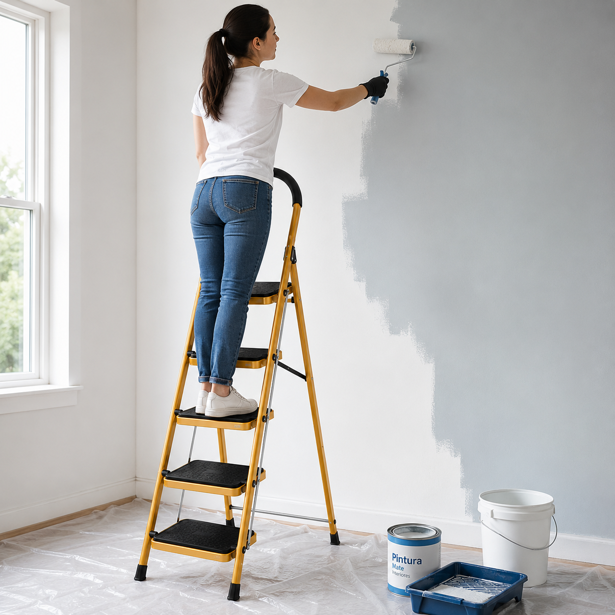 Escalera Plegable de Aluminio de 5 Peldaños | NVO-0371
