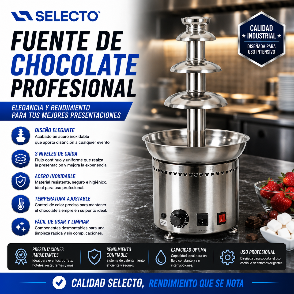 (LLEGANDO 10 DE JULIO) Fuente de Chocolate de 4 Niveles Industrial 110V/60Hz CF-8084