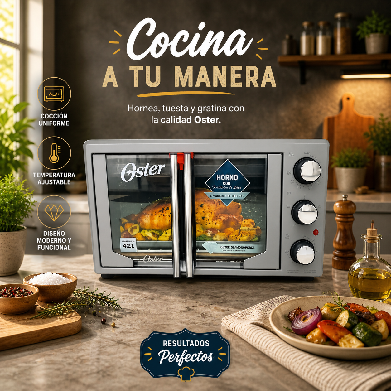 Horno con Freidora de Aire 42L Antiadherente Oster TSSTTV42FDMA