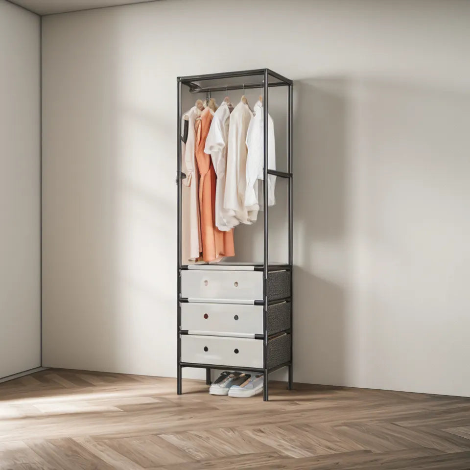 (LLEGANDO 27 DE MARZO) Perchero Tendedero de Ropa con Gavetas Multifuncional Moderno 188x41x41cm NS440258