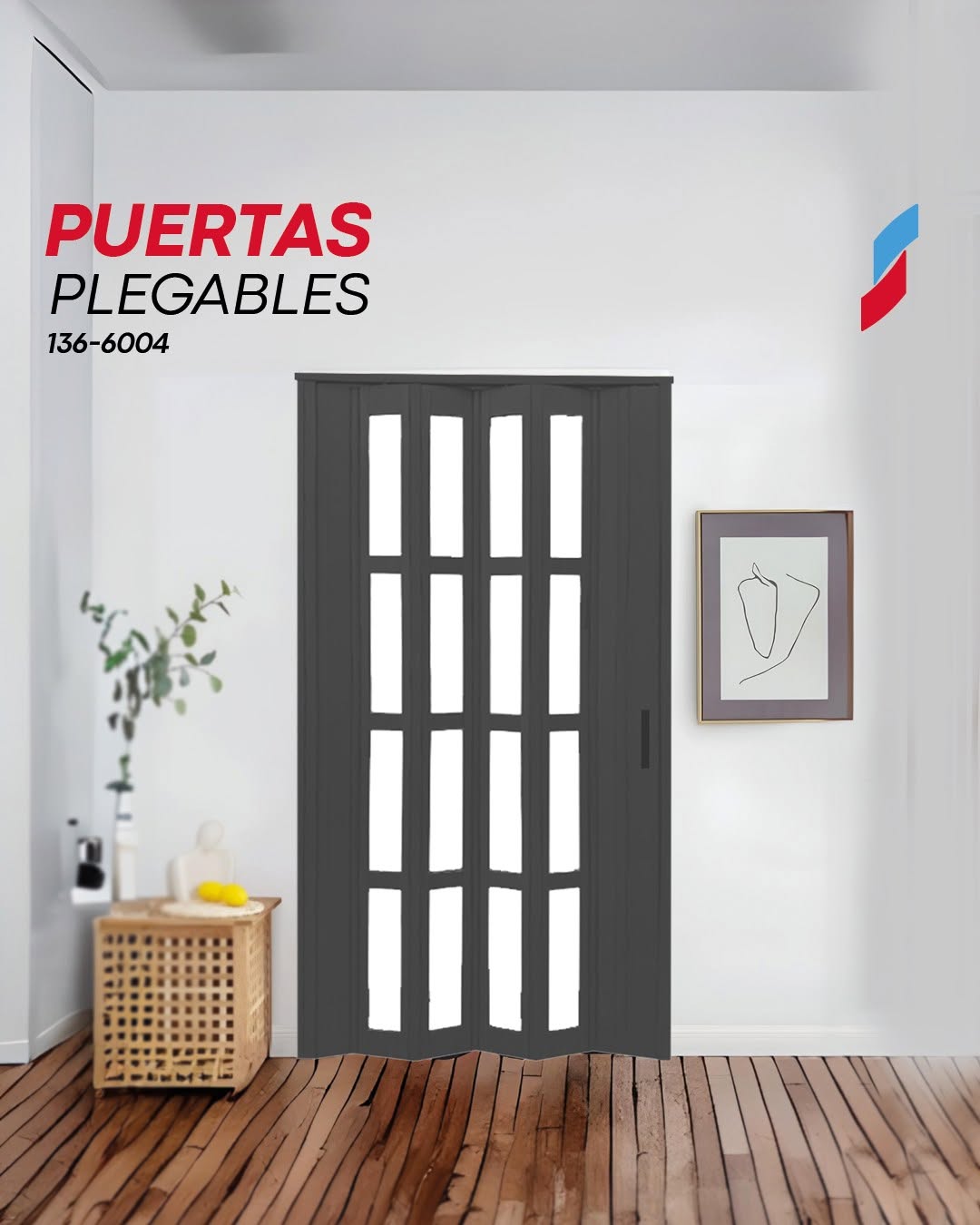 Puerta Plegable De Pvc/Acrilico 91.4*203cm 1.2cm Gris 136-5004