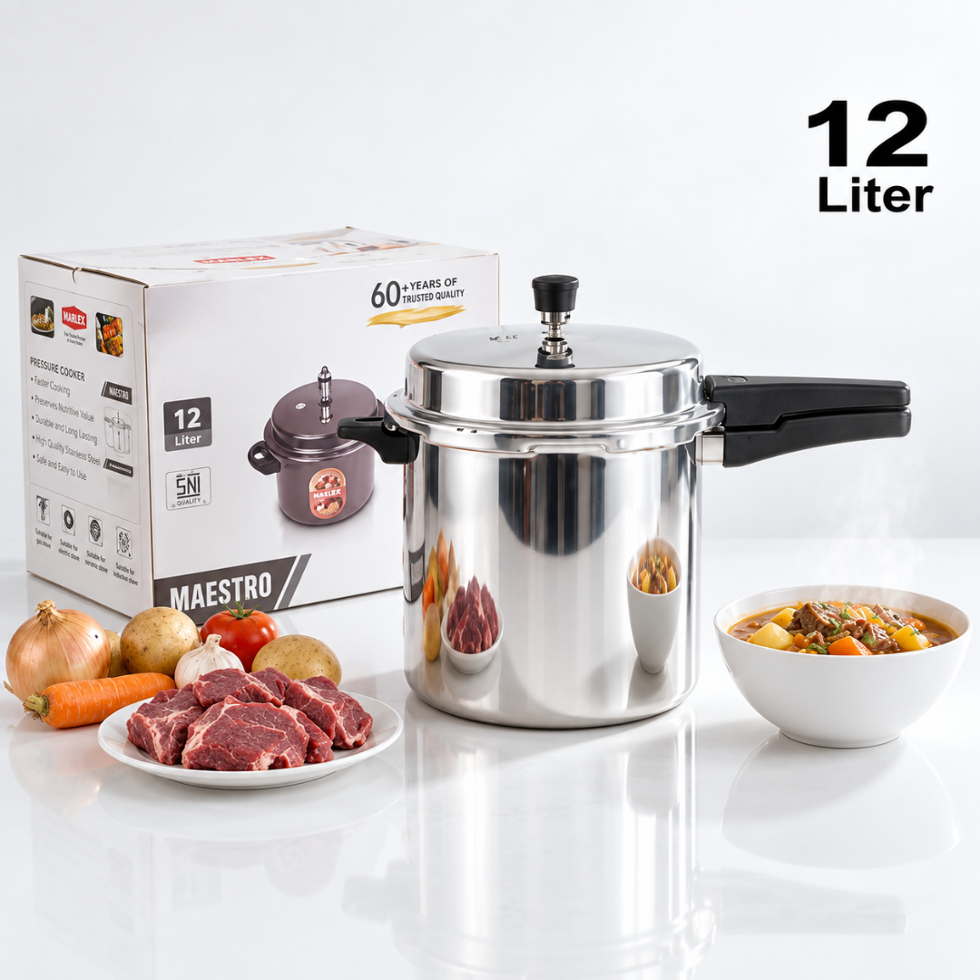 Olla de Presión de Acero Inoxidable Maestro 12 Litros de Gran Capacidad con Mango MPL-005