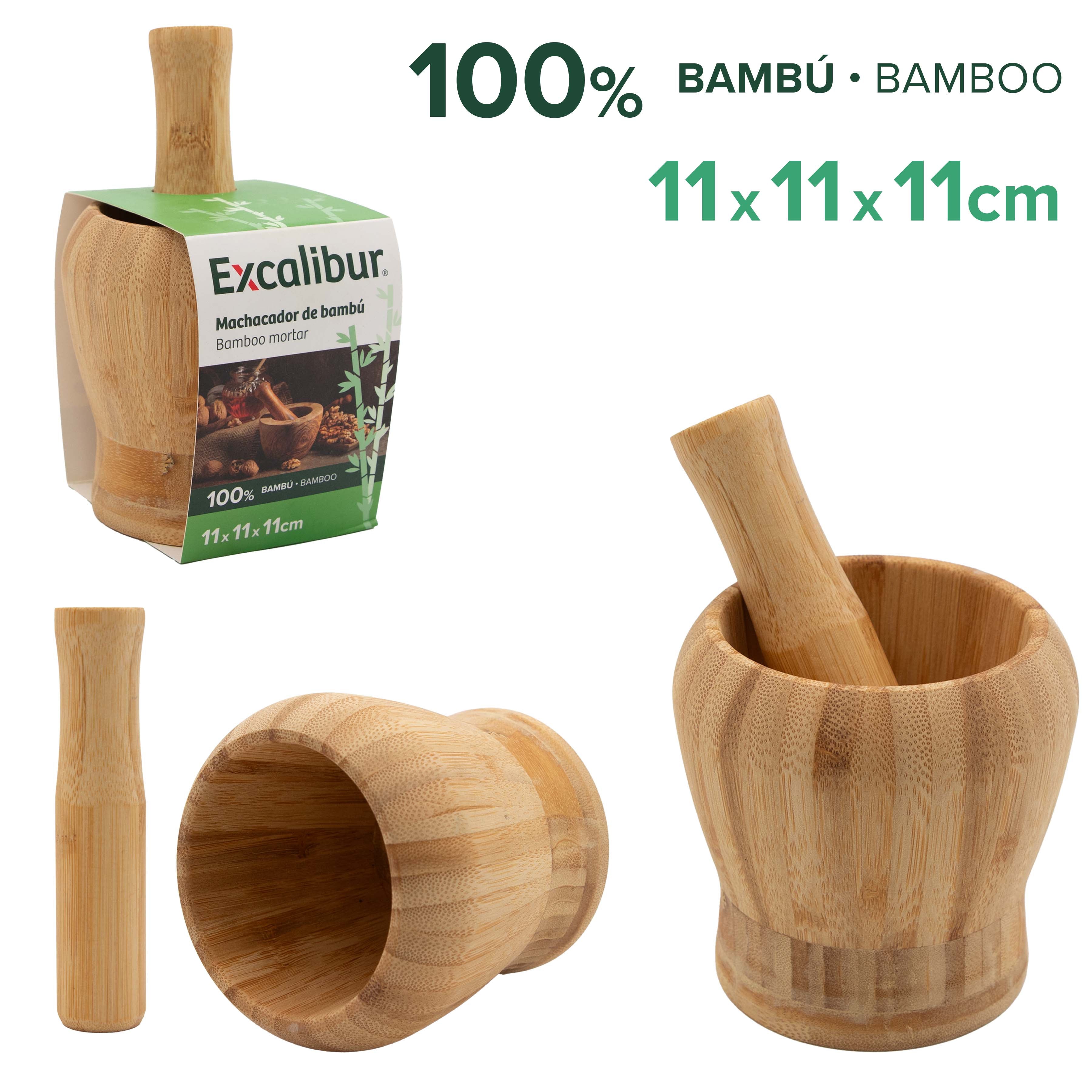 Mortero de Bambú Excalibur EX-S01-BM2113 Majador.