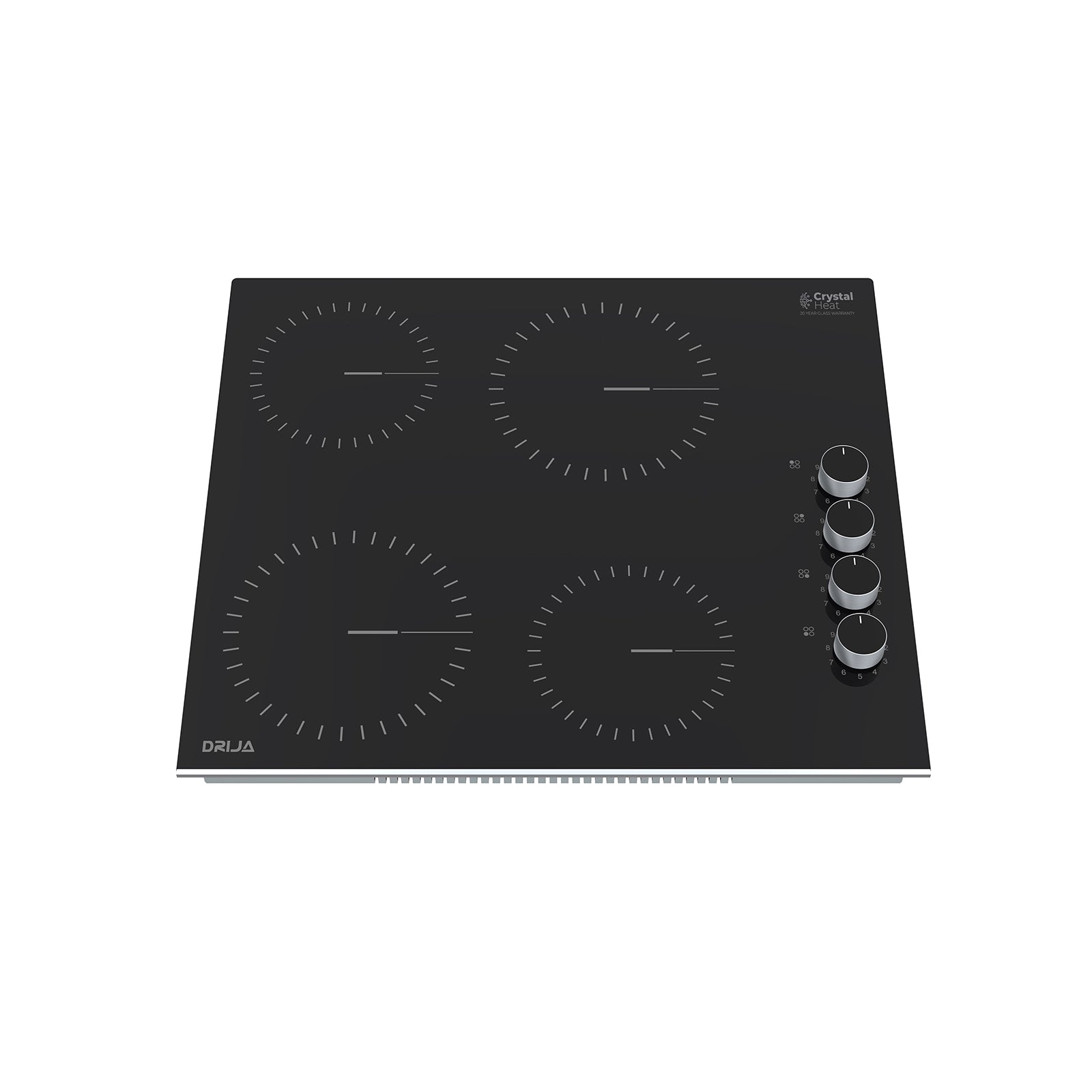 Estufa Empotrable Eléctrica Vitrocerámica Negra 4 Quemadores Bari 60-A Drija