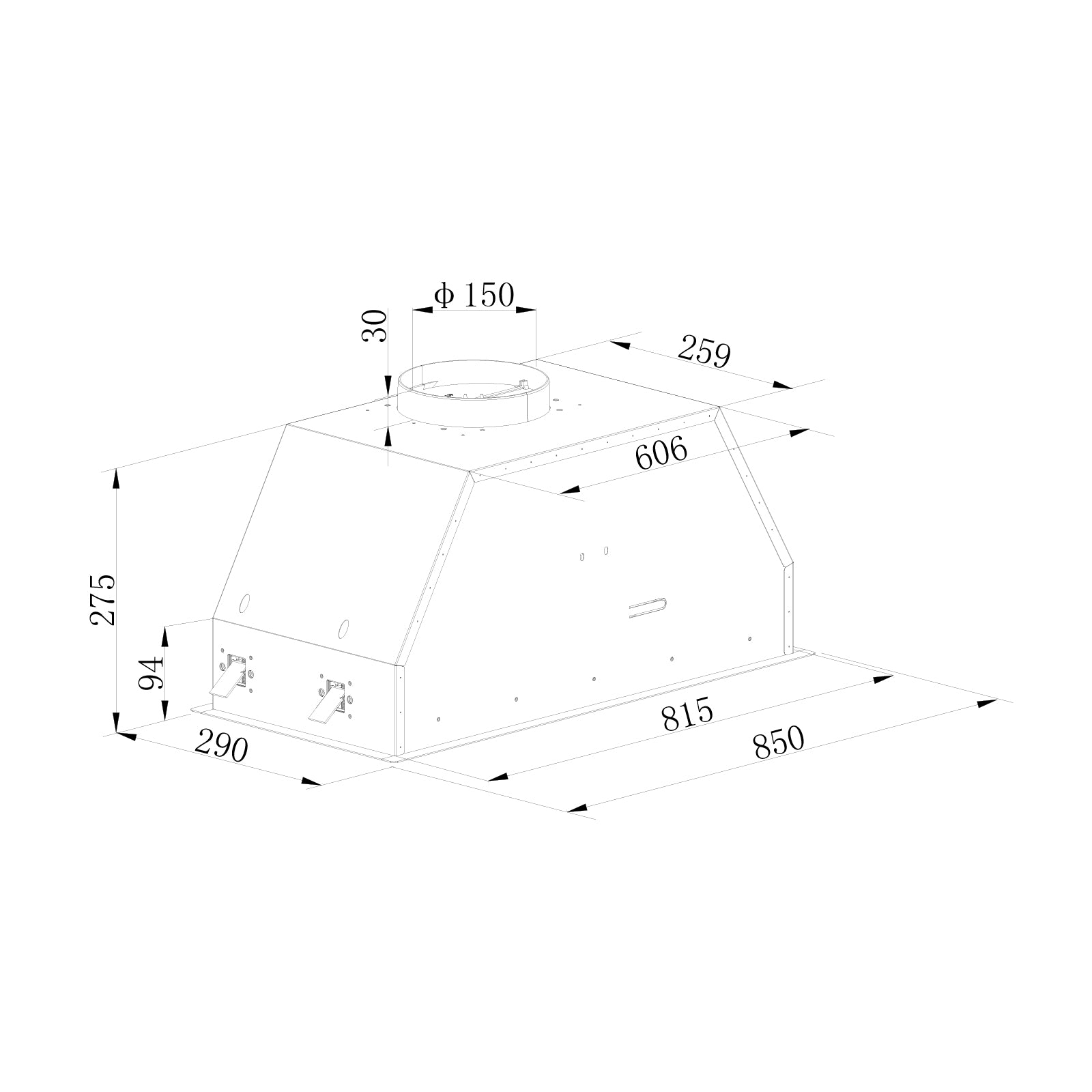 (POR PEDIDO) Extractor de Grasa Empotrable Drija SOTTILE 90-B 90 cm Negro 500 MCH