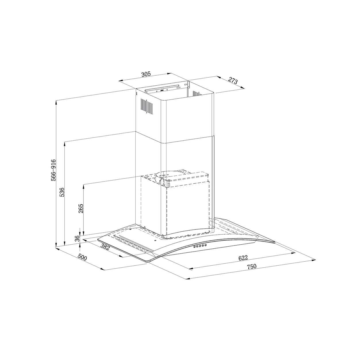Extractor de Grasa Tipo Campana Negro Mate Galaxy 76 Black Drija