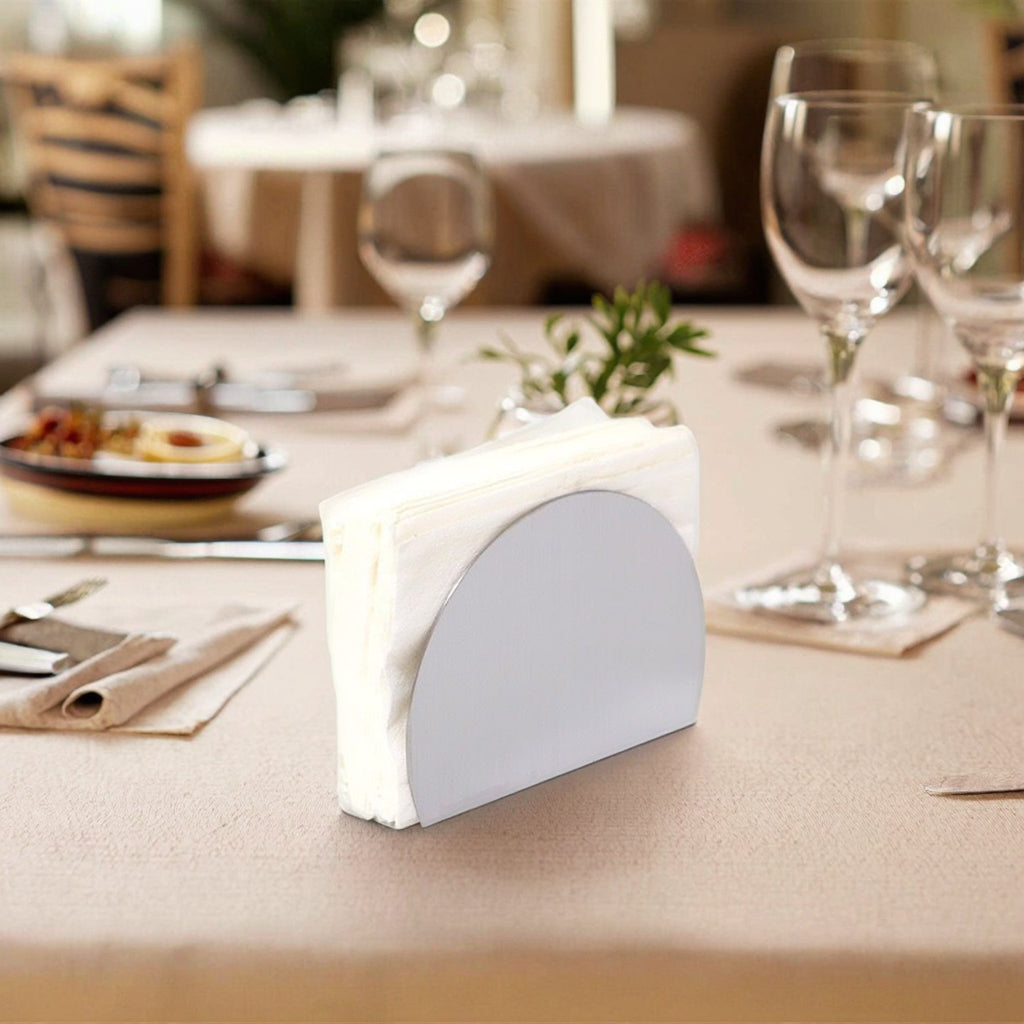 (LLEGANDO 15 DE JULIO) Servilletero Semicircular de Acero Inoxidable 120 x 113 mm – Porta Servilletas para MesaServilletero Semicircular de Acero Inoxidable 120x113mm – Porta Servilletas para Mesa 94004