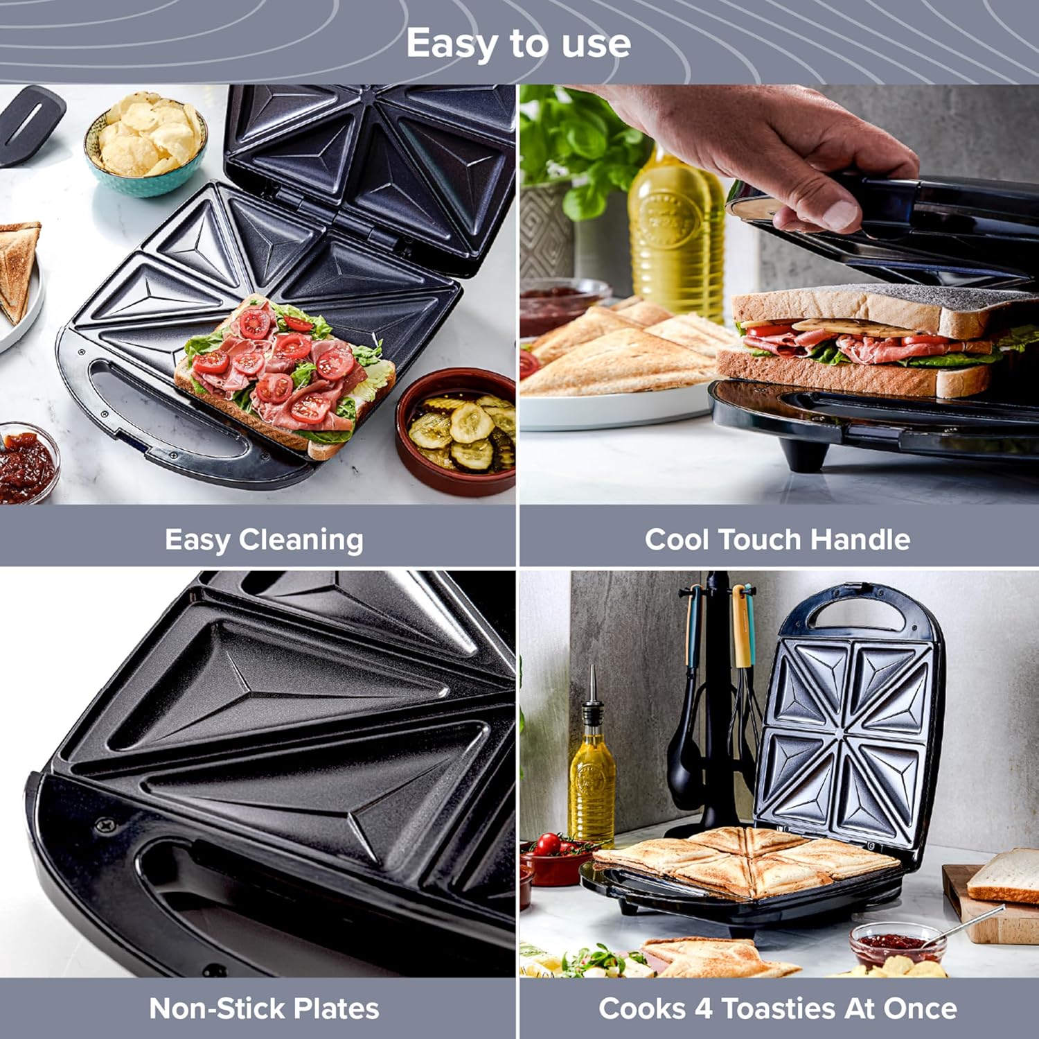 Sandwichera Eléctrica 4 Compartimentos 1200W CB-208A Selecto