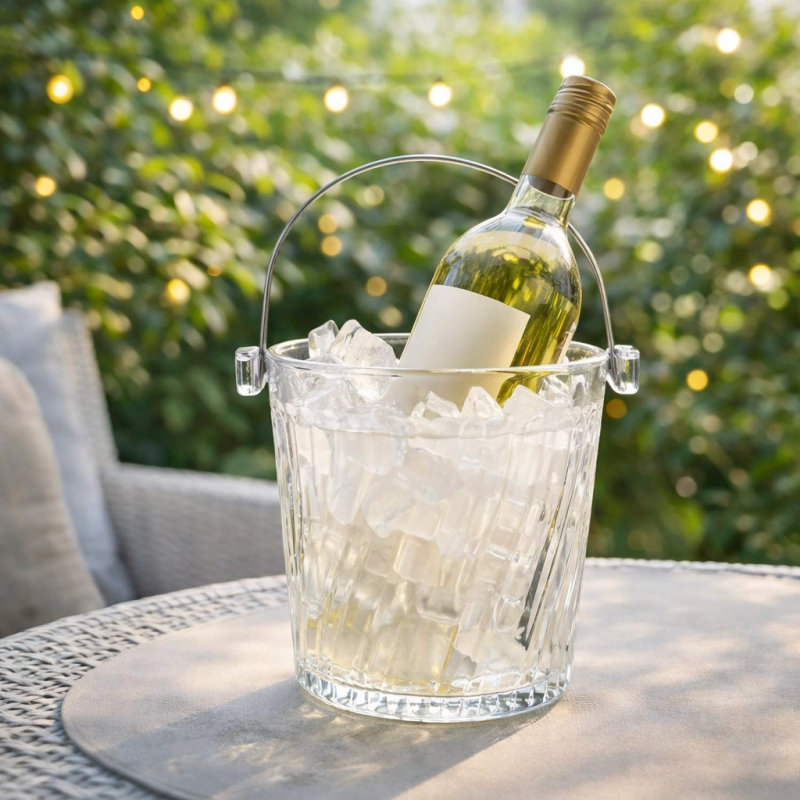Cubitera Cubeta de Acrílico Transparente con Asa para Hielo | Balde para Hielo con Diseño Elegante | 41255
