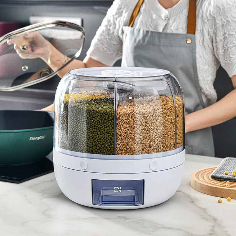 Dispensador de Granos 6 Compartimientos Giratorio de Plástico LHC-9743