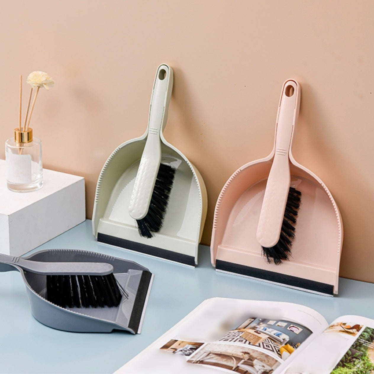 (LLEGANDO 16 DE ENERO) Set 3 Herramientas de Limpieza Recogedor / Escoba / Cepillo / Limpia Vidrio Plástico 89513