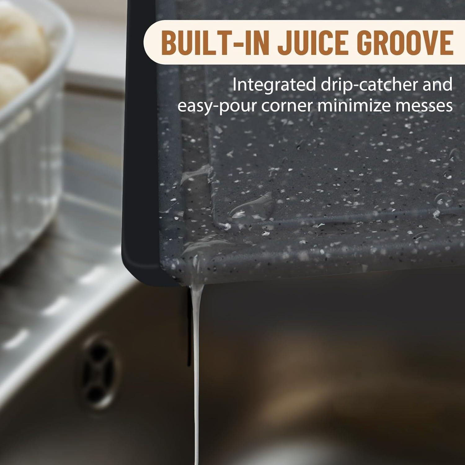 Tabla de Picar Plástico Negro 38x26.5x0.82cm 88466