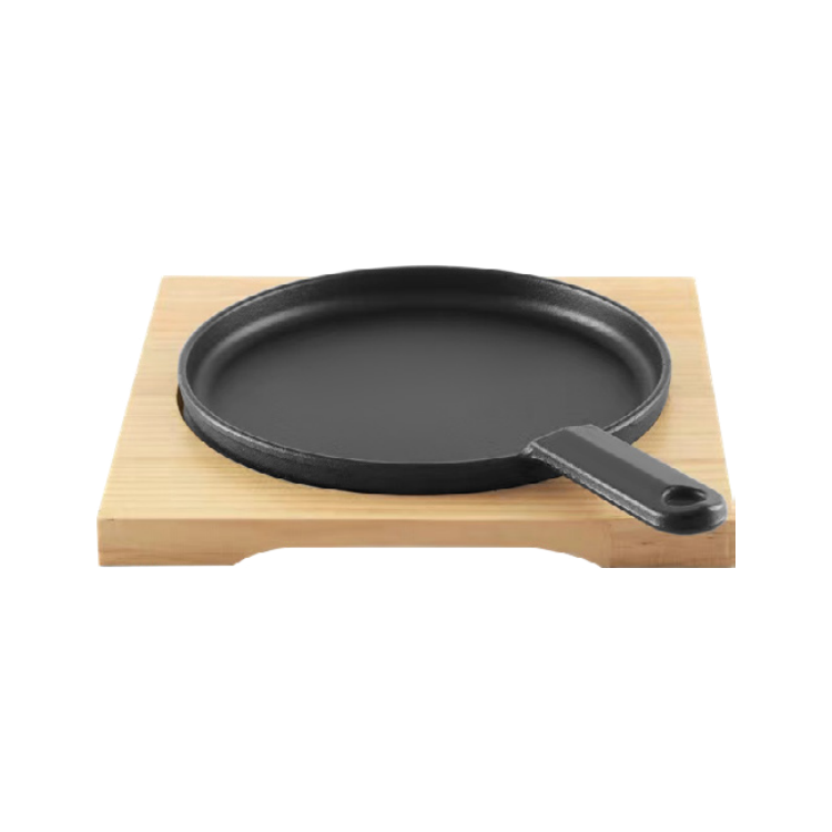 (LLEGANDO 27 DE MARZO) Sartén de Hierro Fundido con Bandeja de Madera 21cm 41503