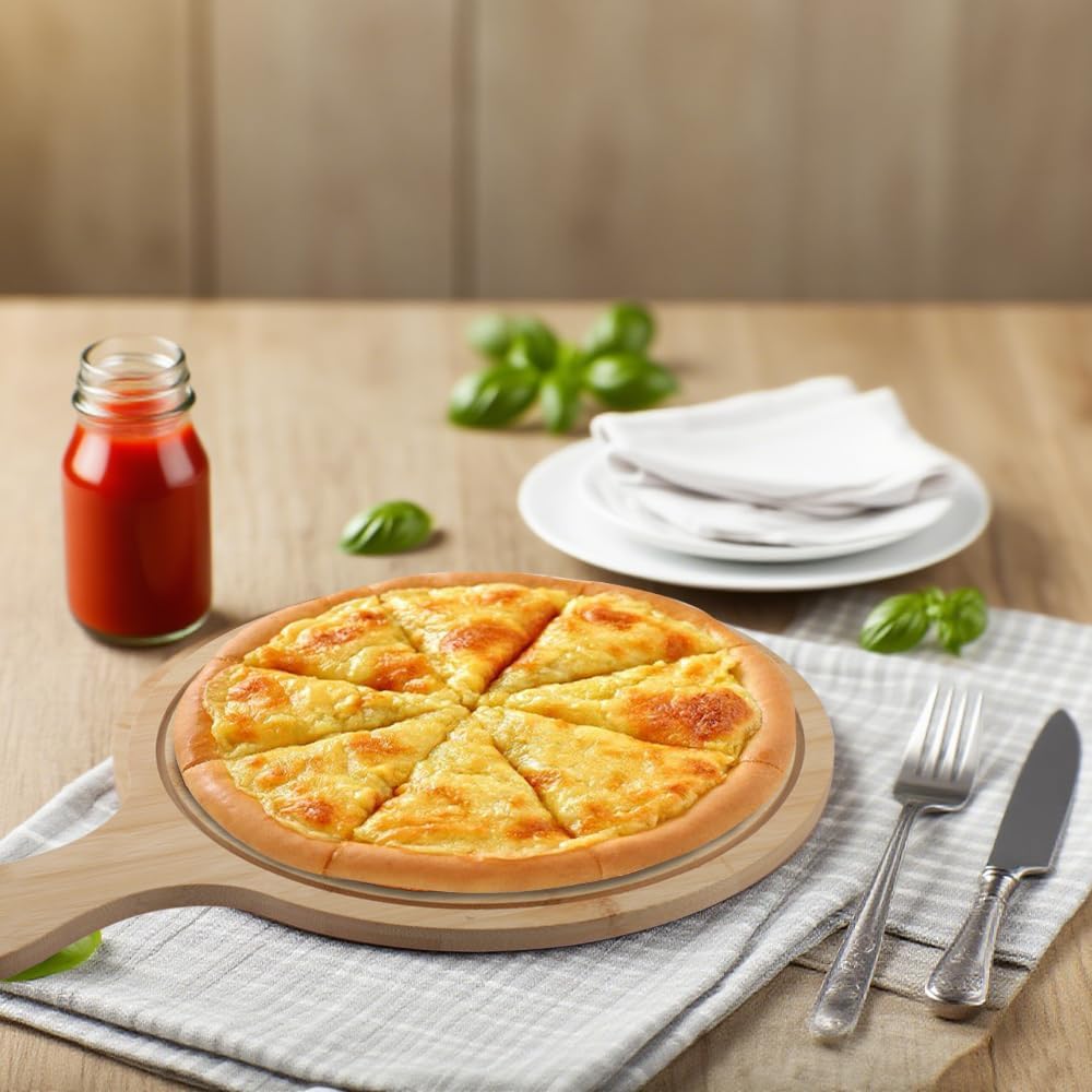 (LLEGANDO 27 DE MARZO) Bandeja Espátula para Pizza de Bambú 3 Tamaños Disponibles 8"/10"/12"