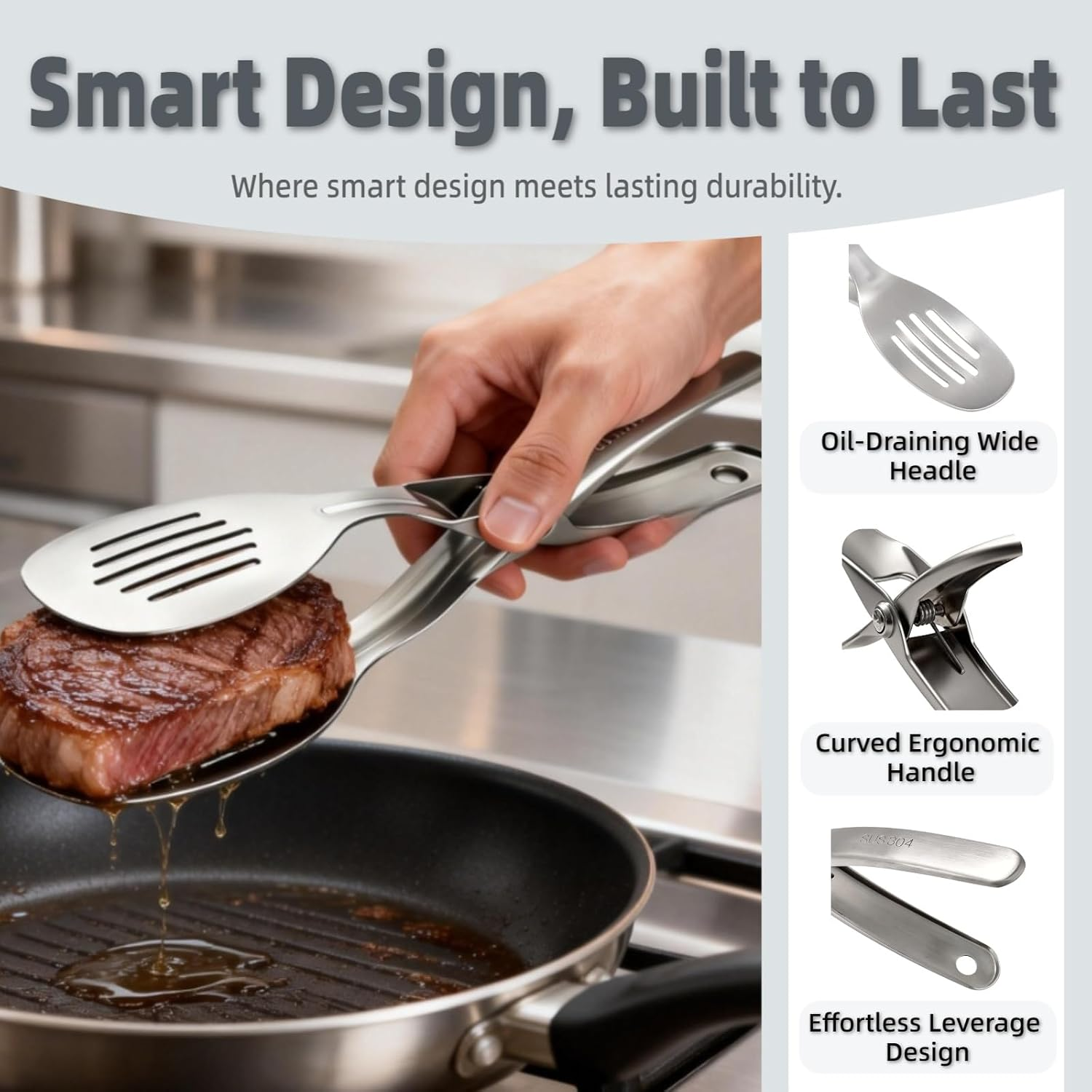 (LLEGANDO 30 DE SEPT) Pinza de Cocina Profesional 27cm de Acero Inoxidable SS304 – Pinza Tipo Tijera para Servir y Manipular Alimentos Carnes | Hotelero | Restaurante | Hotel 500504