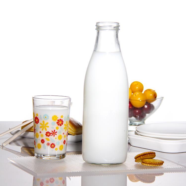 Botella de Vidrio 1000 ml con Tapa Negra para Leche, Agua y Jugos AJ-12594