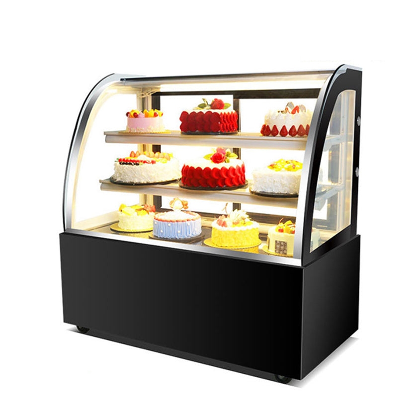 (LLEGANDO 30 DE SEPT) Vitrina Refrigeradora Exhibidor Comercial para Dulce Pastel Repostería Curvo Negro 110V | 4 Largos Disponibles | 120cm HVB-1200H | 150cm HVB-1500H | 180cm HVB-1800H | 200cm HVB-2000H