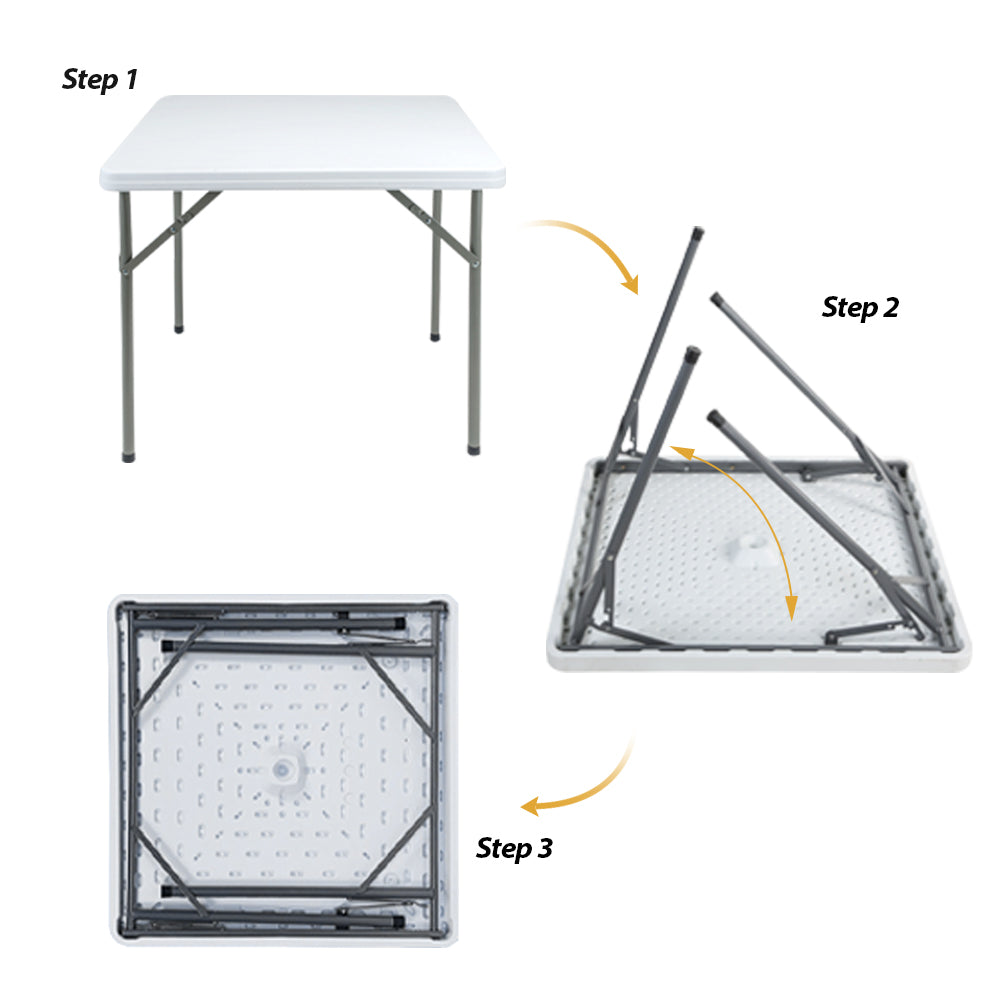 (LLEGANDO 26 DE FEB) Mesa Plástica Plegable Cuadrada 83x74cm Con Marco De Acero Revestido BSL-F87