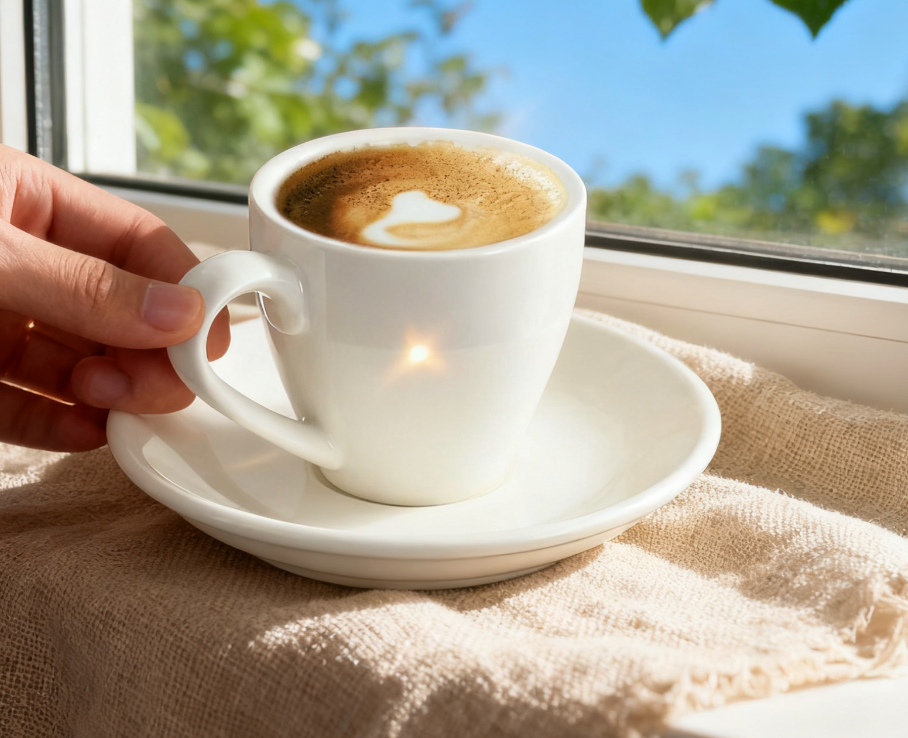 (LLEGANDO 7 DE AGOSTO) Taza de Café de Cerámica con Plato Blanco | Elegante para Café y Espresso | 41825