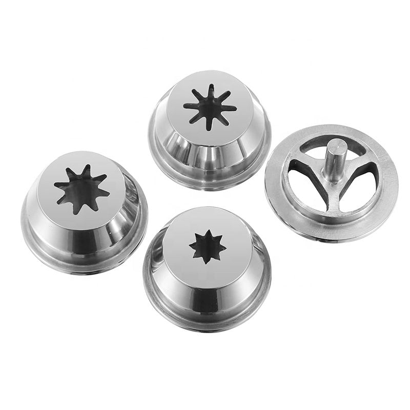 (LLEGANDO 30 DE OCTUBRE) Set de 4 Moldes Boquillas para Máquina Embutidora de Churros – Discos Intercambiables para Diferentes Formas de Churros EMB-SET4