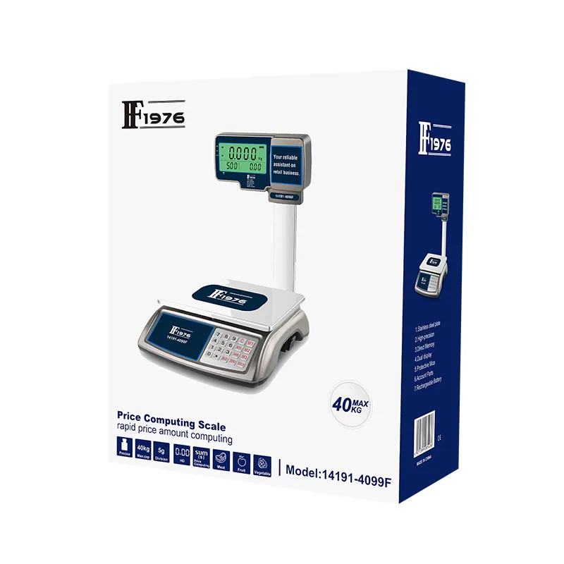 Balanza Digital con Pantalla LED 40kg con Calculadora de Precio Recargable F1976